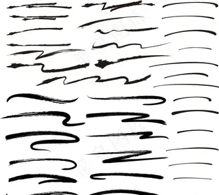 毛笔水墨笔迹与分割线图片