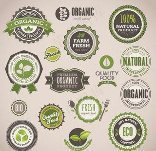 原生态绿色环保徽章标签图片