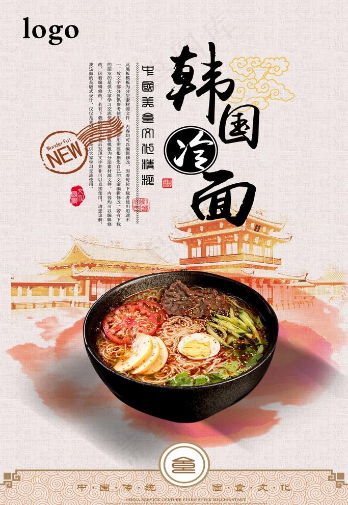 韩国冷面宣传海报图片