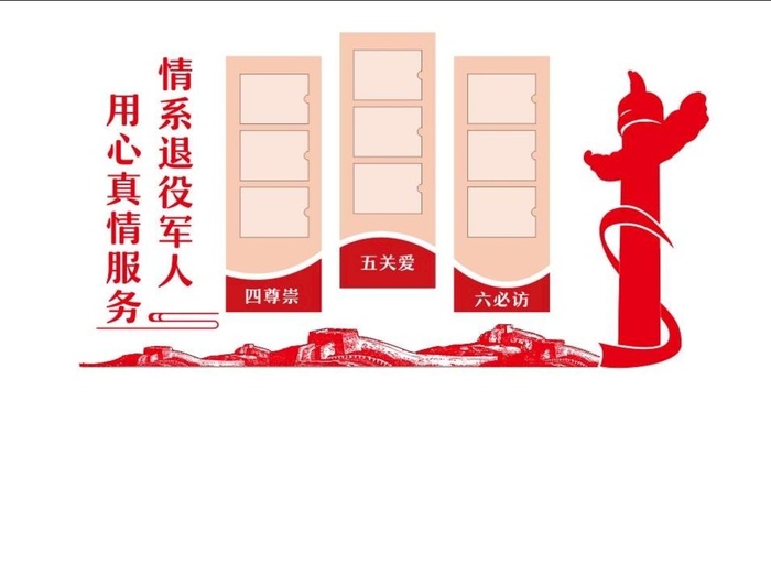 退役军人关爱文化墙图片cdr矢量模版下载