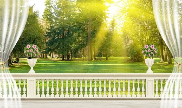 阳光森林窗台电视背景墙图片(3200x2000)psd模版下载