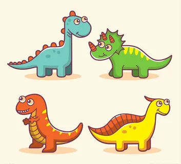 4款卡通大眼珠恐龙矢量图图片