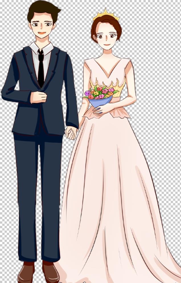 新郎新娘手绘免抠元素图片