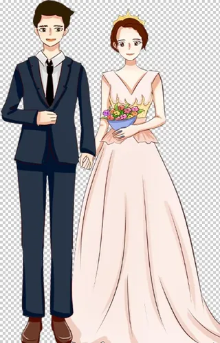 新郎新娘手绘免抠元素图片