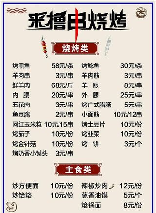 烧烤菜单图片