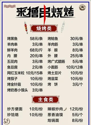 烧烤菜单图片