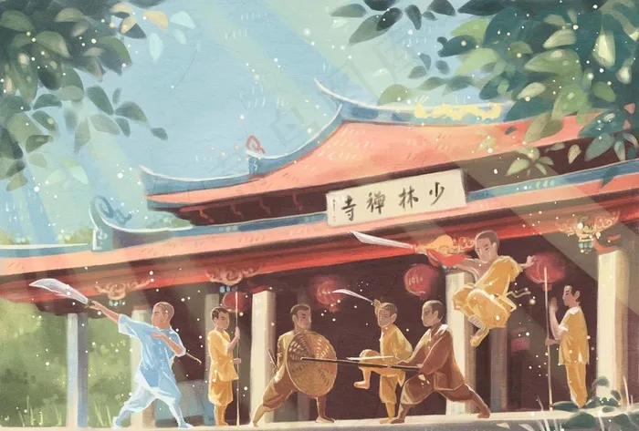 少林寺 插画图片