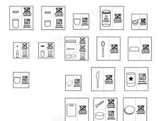 标贴  罐子 勺子 杯子 勾线图片