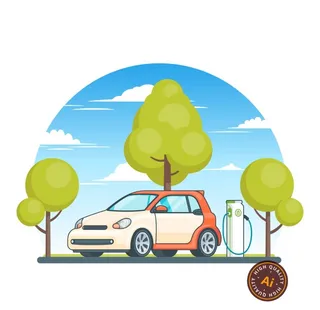 新能源车卡通插画图片