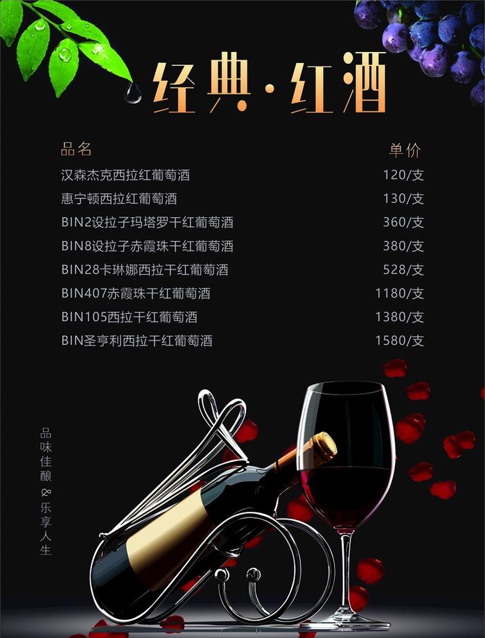 红酒价目单图片cdr矢量模版下载