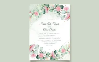 桉树花婚礼邀请卡图片