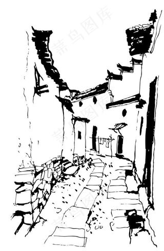 民居线稿图片
