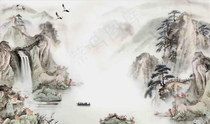 中式山水画图片(9071x5669)psd模版下载