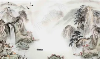 中式山水画图片