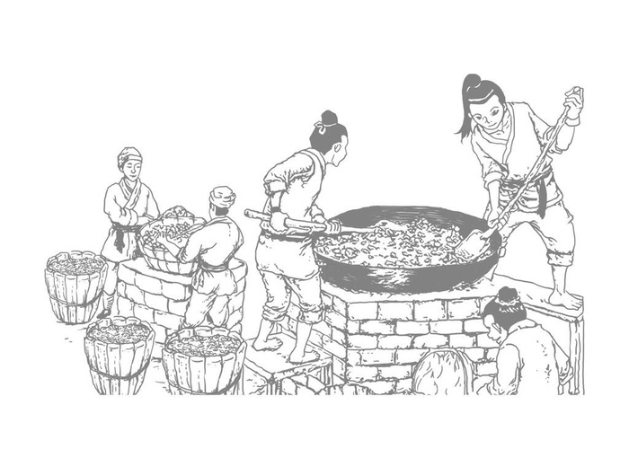古代炒花生图片