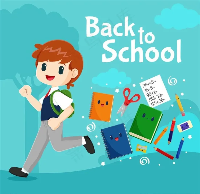 返校学生图片ai矢量模版下载