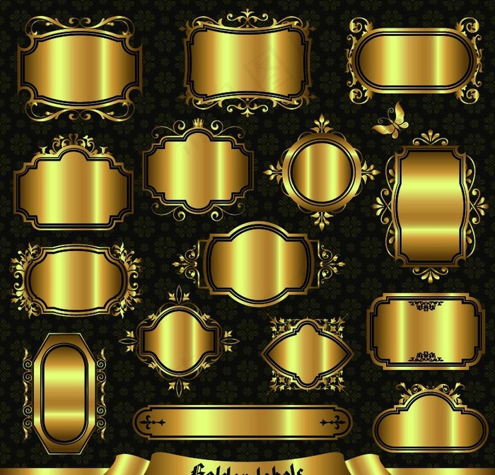 金色花纹标签图片