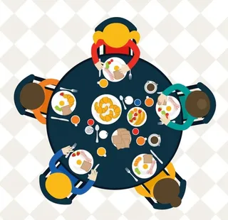 聚餐饭桌俯视图图片