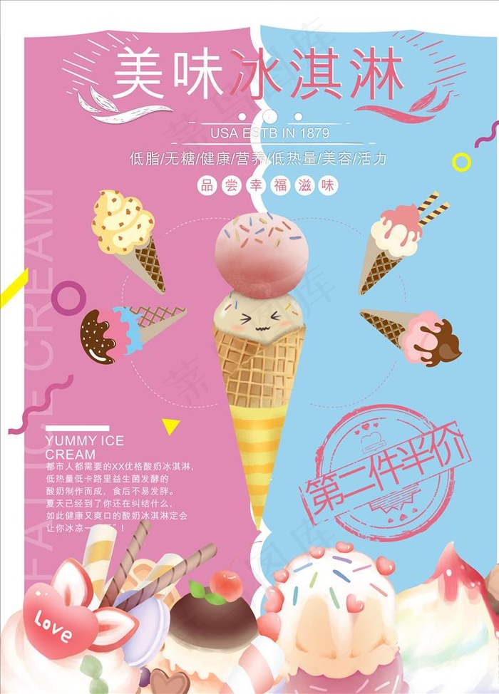 冰淇淋介绍 冰激凌 冰淇淋展板图片cdr矢量模版下载