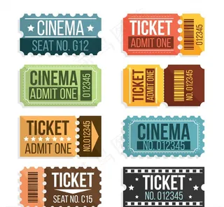 8款彩色电影票图片