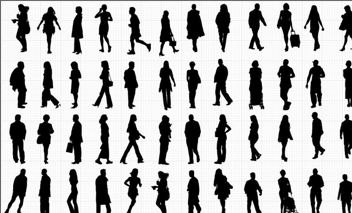 人物矢量图 黑白剪影图片ai矢量模版下载
