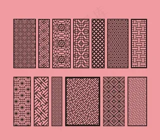 窗格雕刻 中式屏风纹样图片