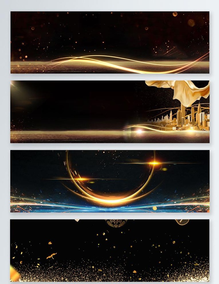 蓝光金色粒子黑金banner背图片