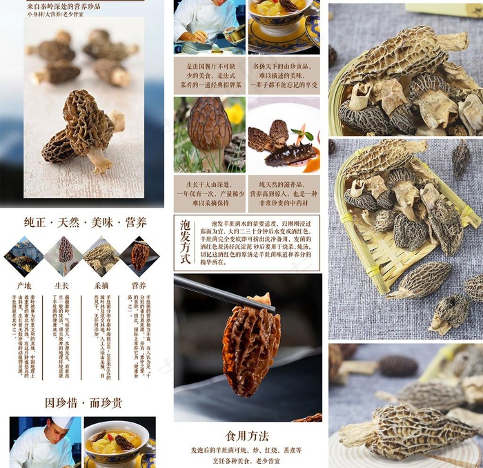 秦岭羊肚菌产品详情页图片psd模版下载