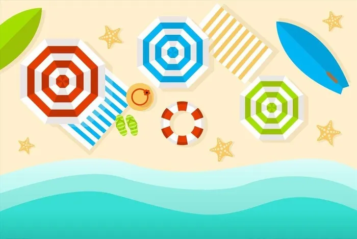 海滩图片ai矢量模版下载
