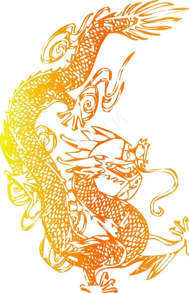 龙的线条图 金龙图片cdr矢量模版下载