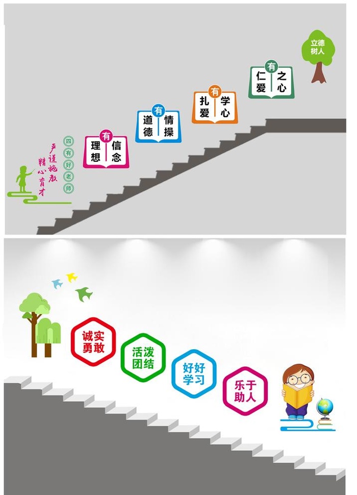 学校楼梯文化墙图片