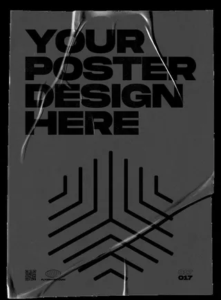 褶皱海报样机图片