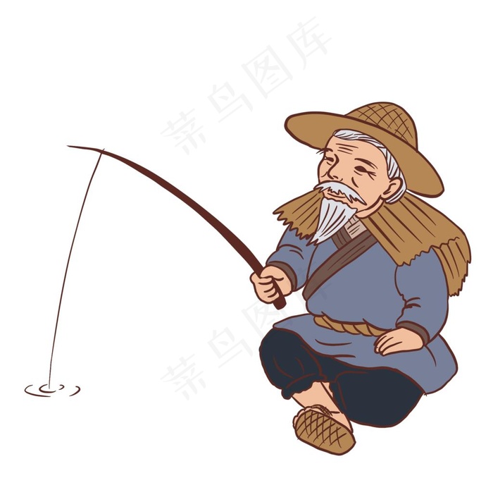 钓鱼老头图片(2000x2000)psd模版下载