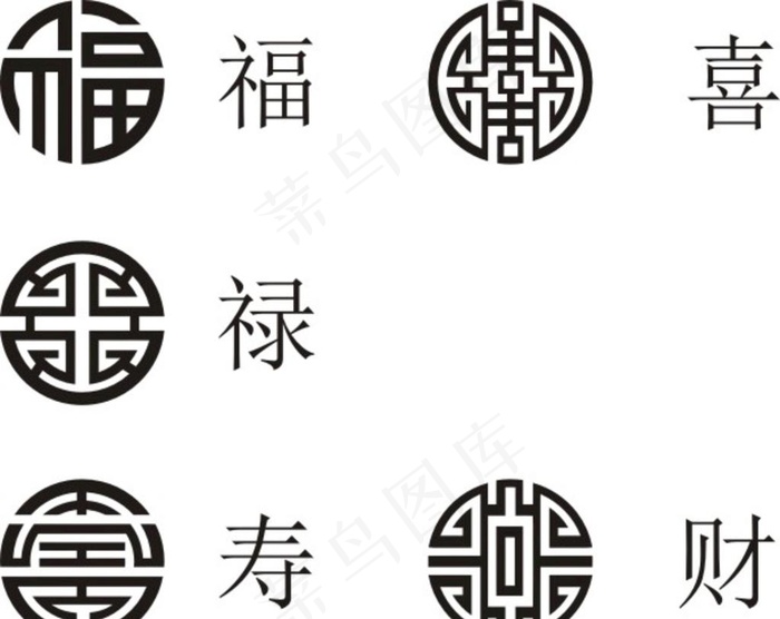 福禄寿喜财图片