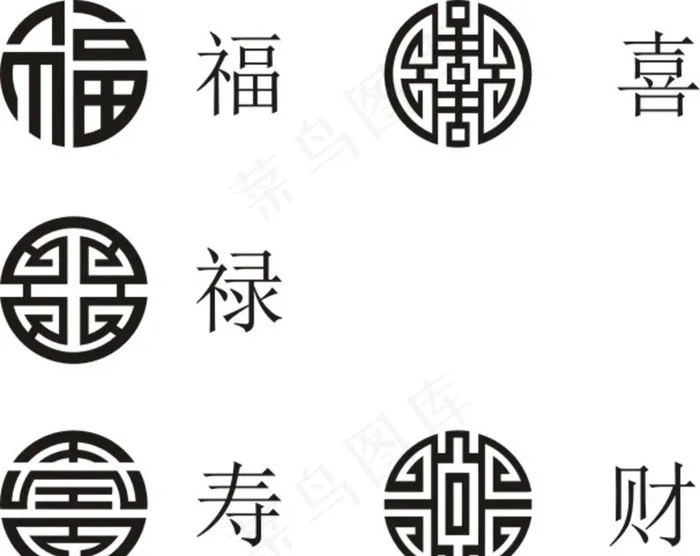 福禄寿喜财图片