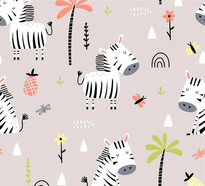 卡通循环图案 斑马图片ai矢量模版下载