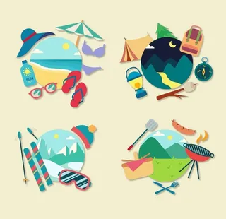 不同场景工具用品插画图片