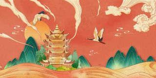 国潮风中国风插画背景图片