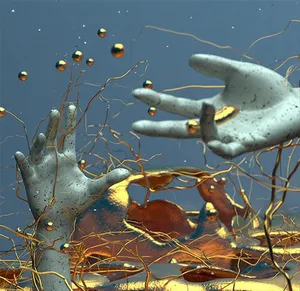 夜店创意金色手抽象c4d图片