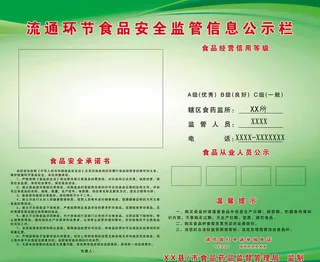 流通环节食品安全监管信息公示栏图片