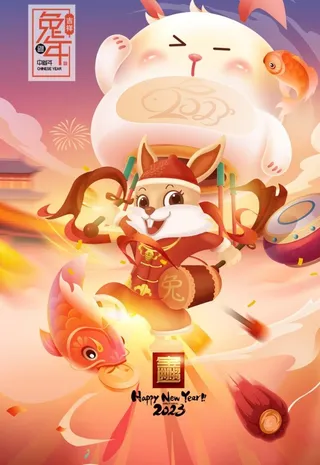 2023兔年新年春节海报 图片