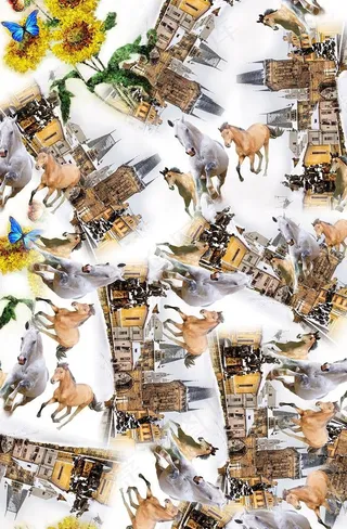 欧式建筑马匹图案图片