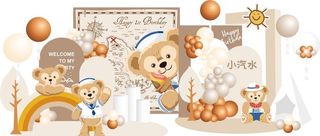 复古,达菲熊,宝宝宴,百日宴,周岁,熊,