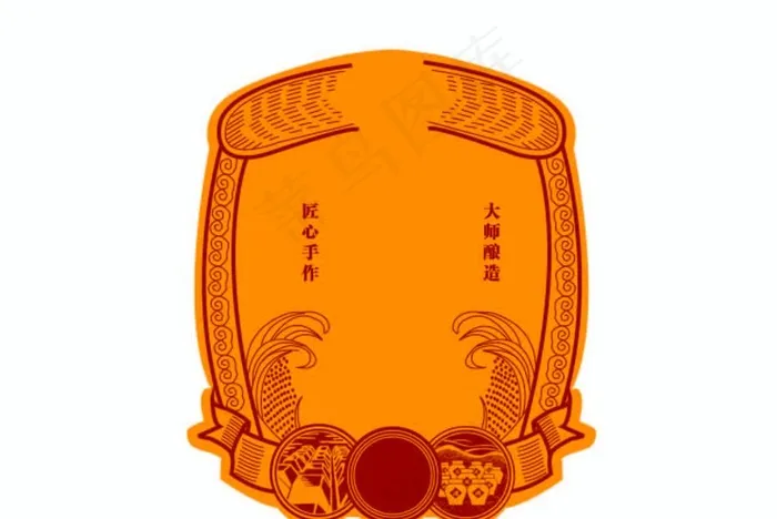 酒牌尺量文件小麦麦穗图片ai矢量模版下载