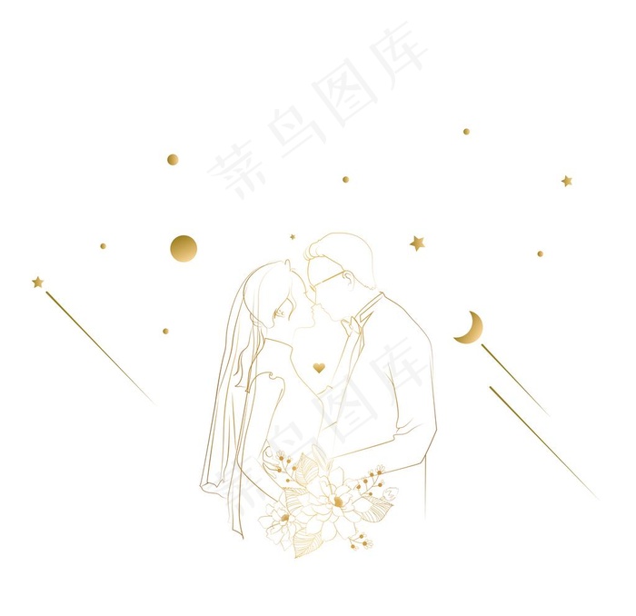 星空婚礼手绘新人头像logo图片