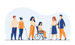 扁平化残疾人人物插画图片