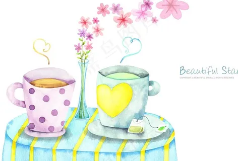 维迈卡通杯子背景底纹图片