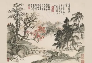 恽寿平国画 山水花鸟图册图片