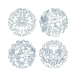 矢量圆形花纹 图片