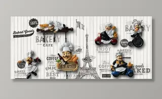 欧美风烘焙糕点餐饮背景墙图片